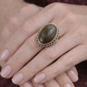 Sterling Silver Green Gemstone Ring